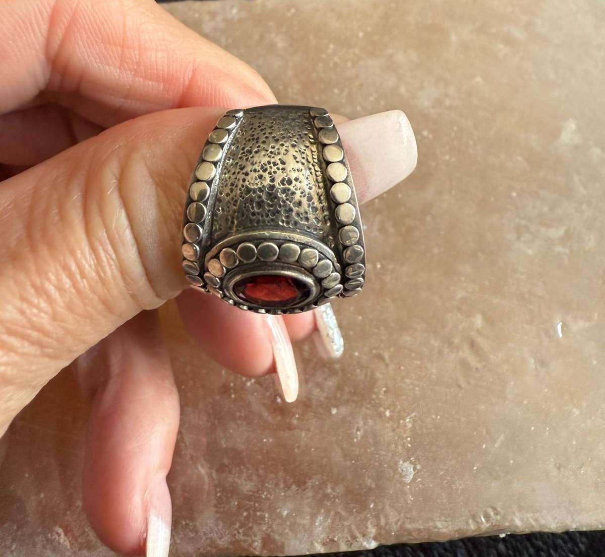 Sterling silver red stone ring