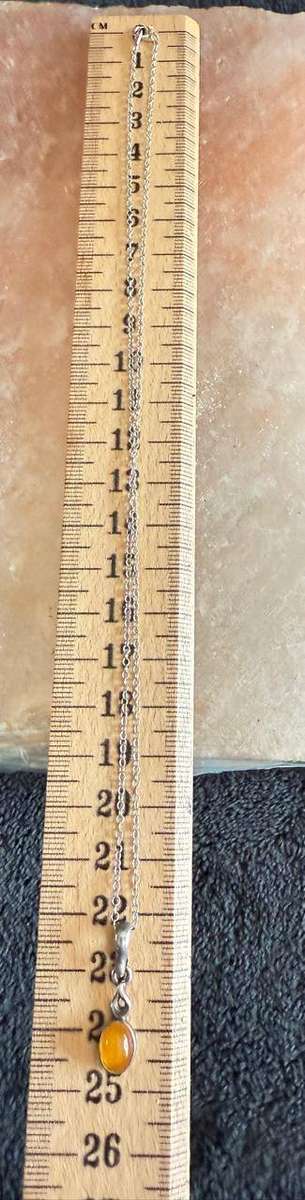 Sterling silver amber pendant on chain