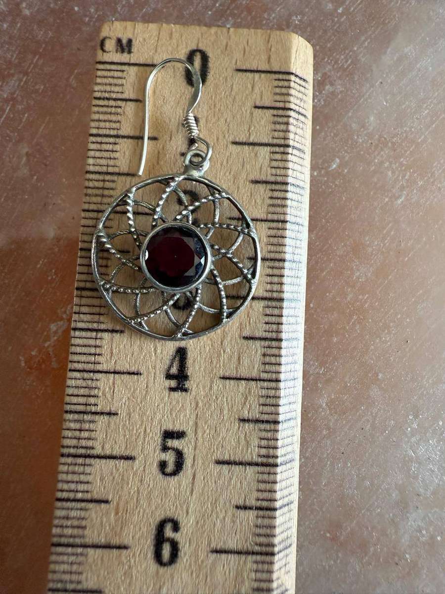 Sterling silver red stone earrings