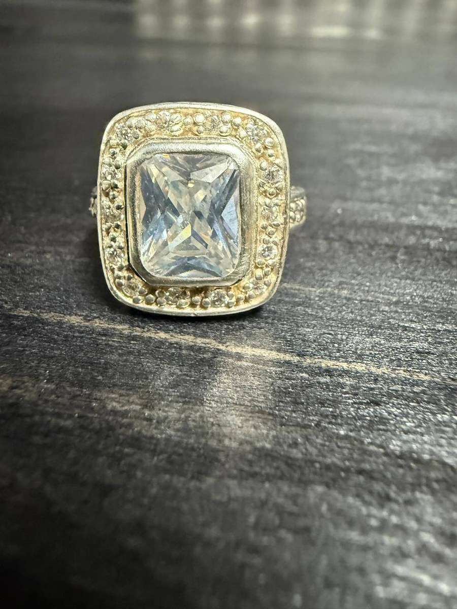 Sterling silver light blue stone ring