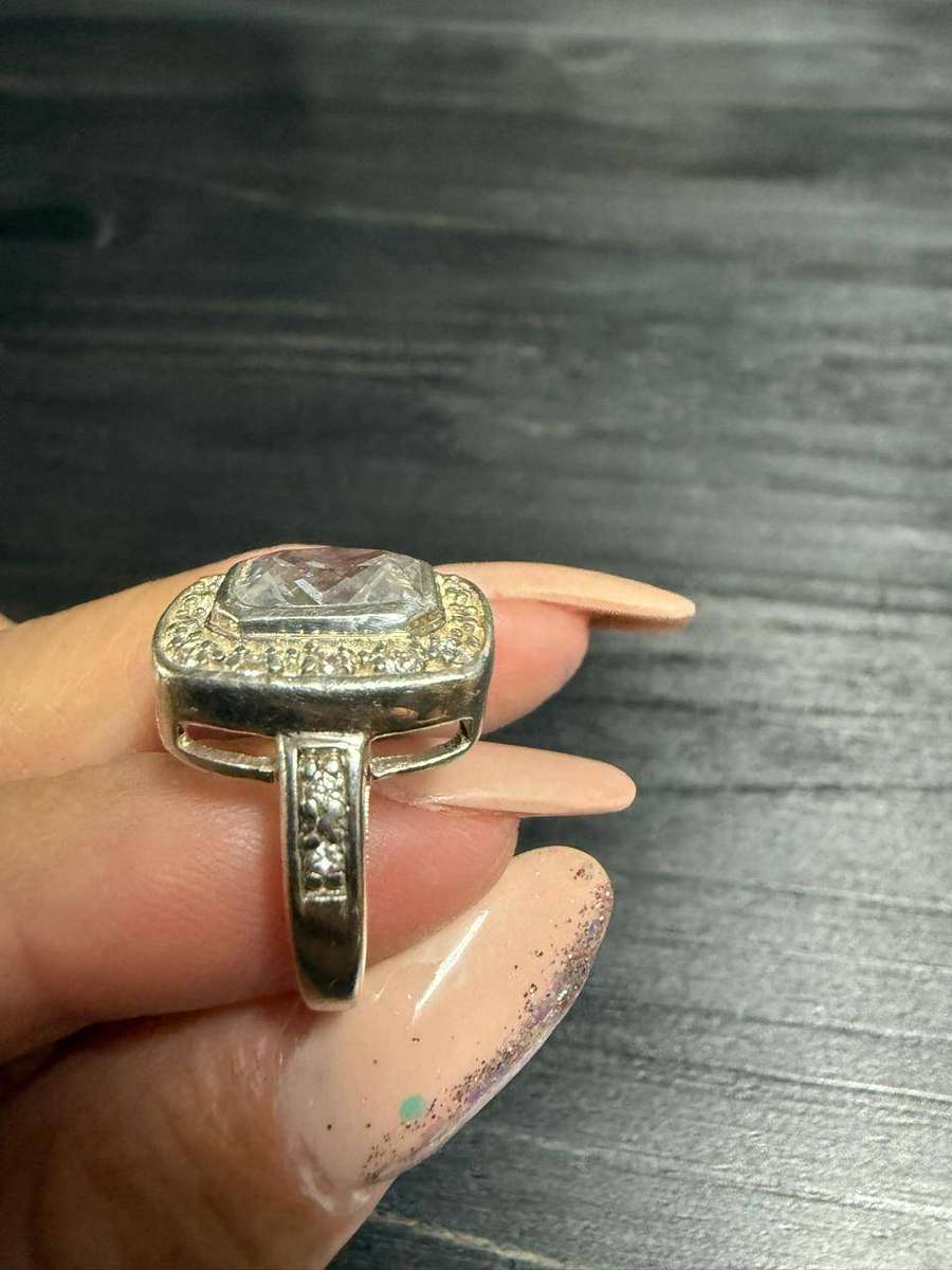 Sterling silver light blue stone ring