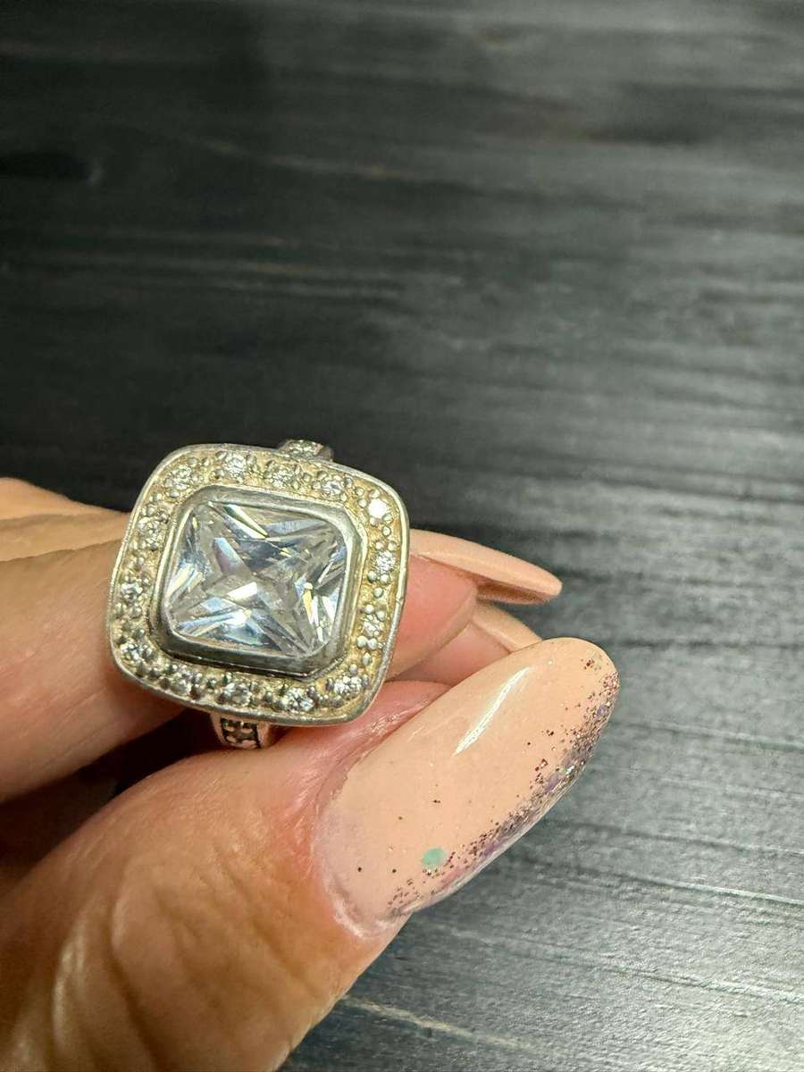 Sterling silver light blue stone ring