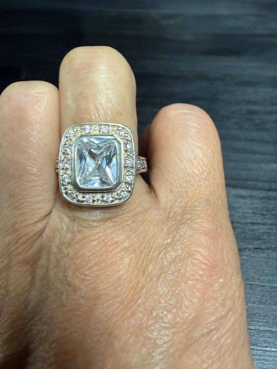 Sterling silver light blue stone ring