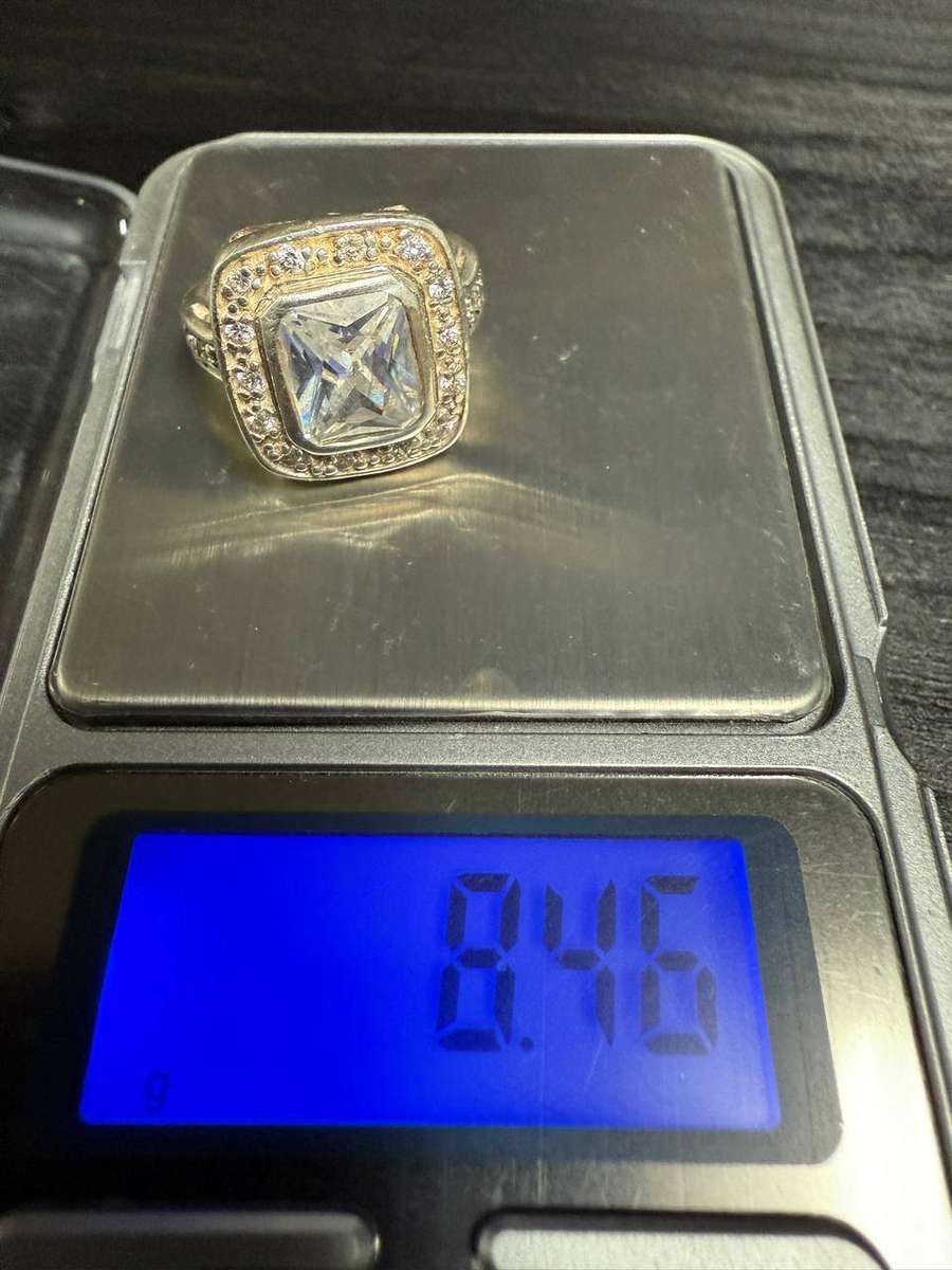 Sterling silver light blue stone ring