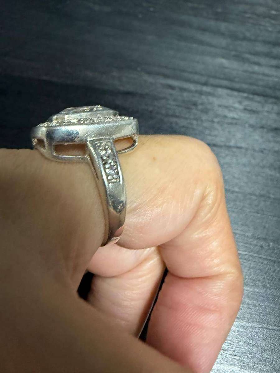 Sterling silver light blue stone ring