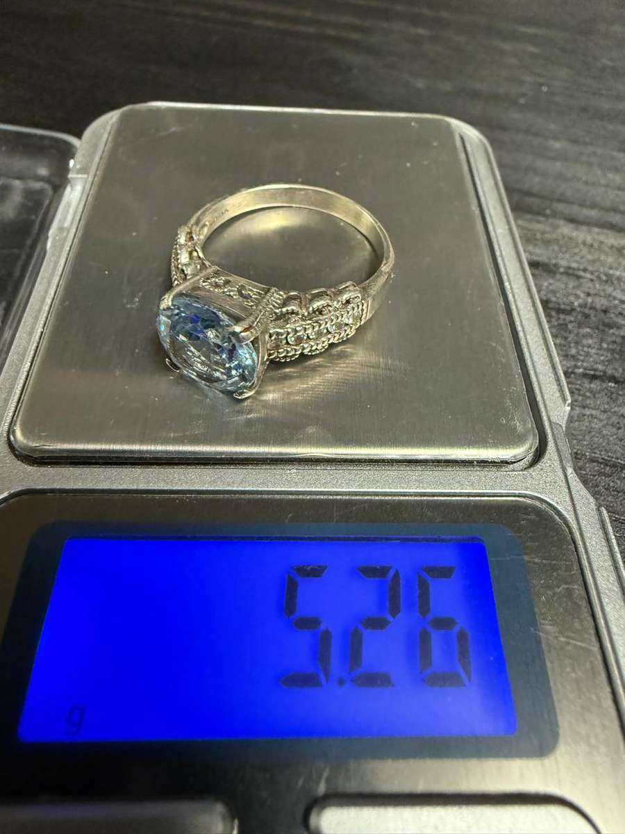 Sterling silver big size blue stone ring
