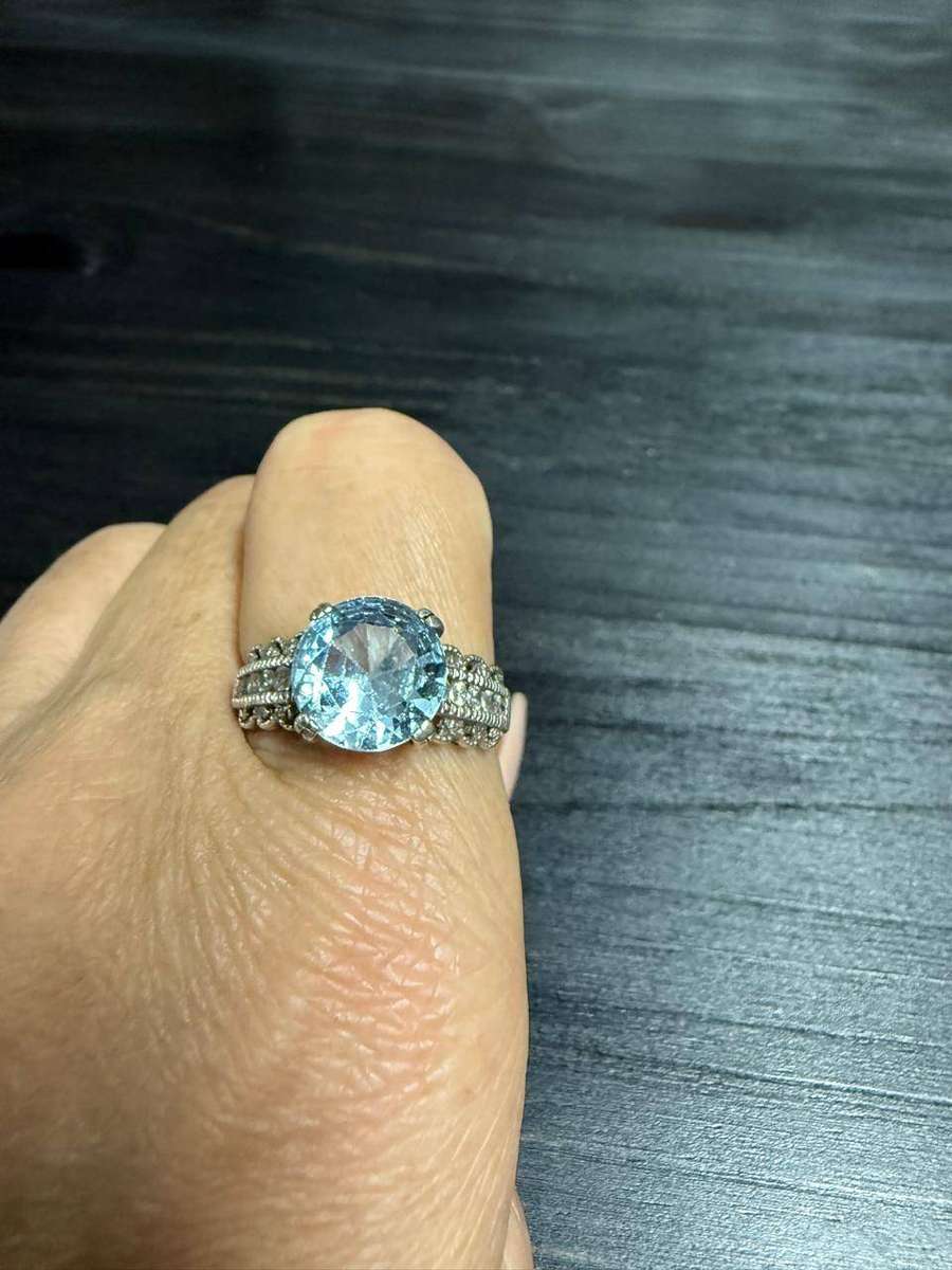 Sterling silver big size blue stone ring