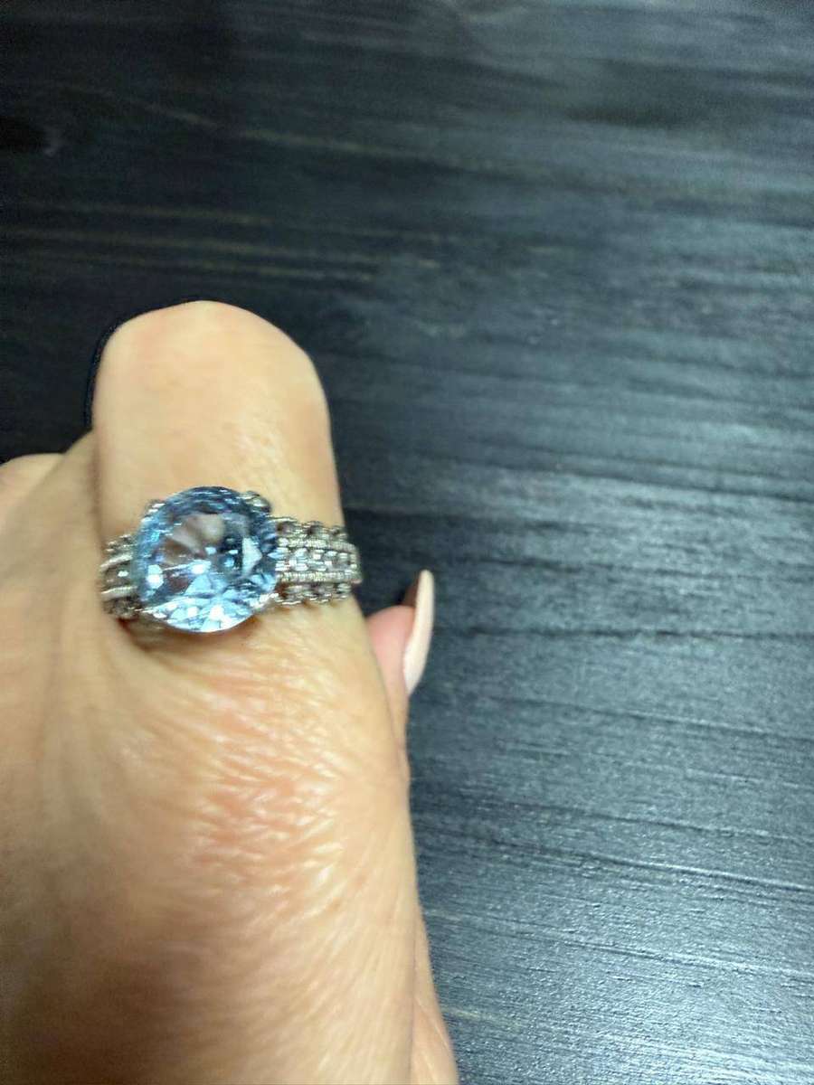 Sterling silver big size blue stone ring