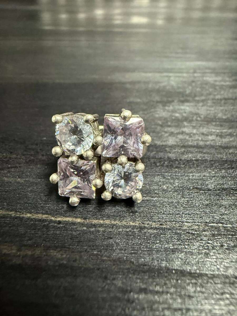 Sterling silver purple & blue stone ring