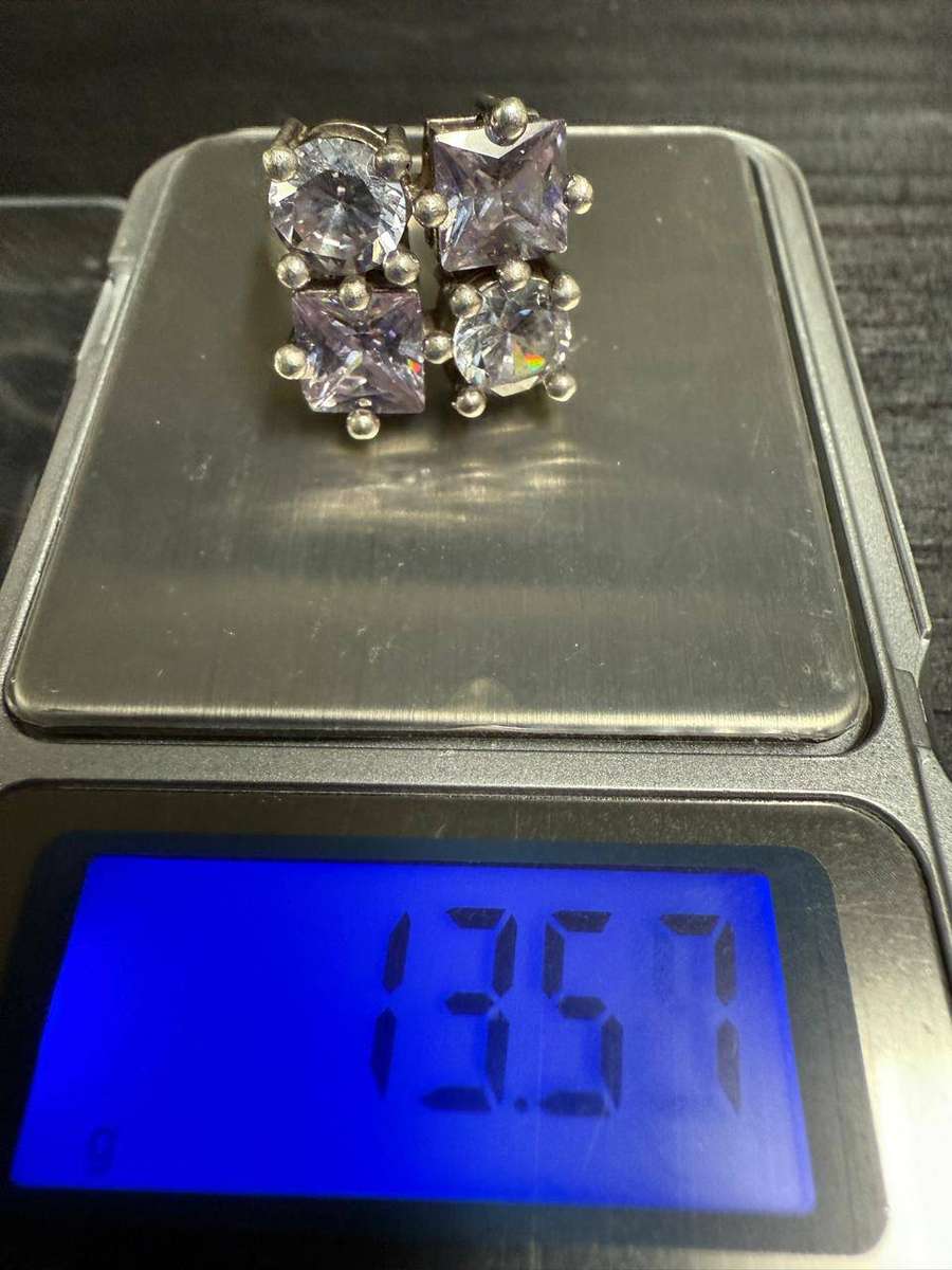 Sterling silver purple & blue stone ring