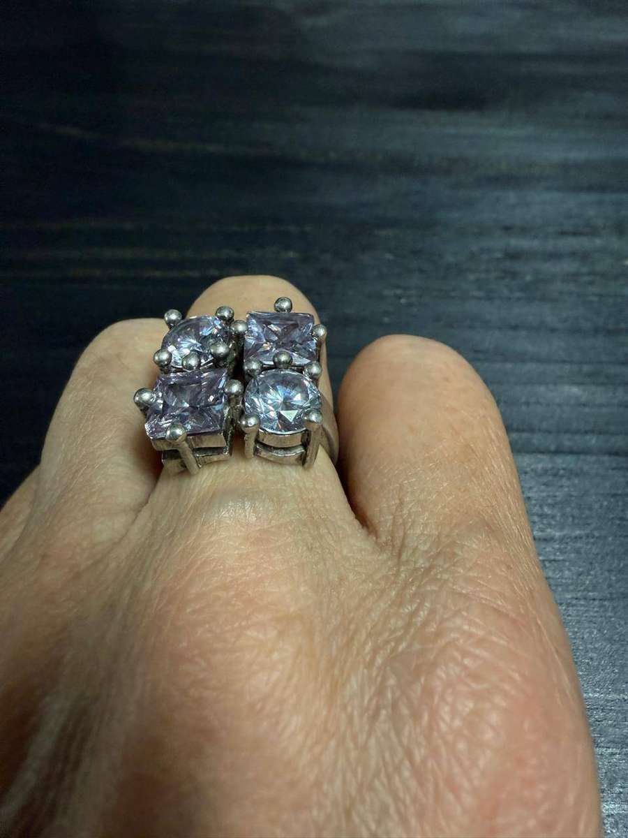 Sterling silver purple & blue stone ring