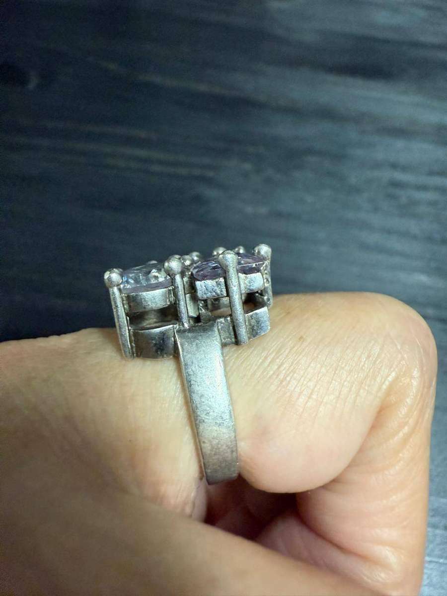 Sterling silver purple & blue stone ring