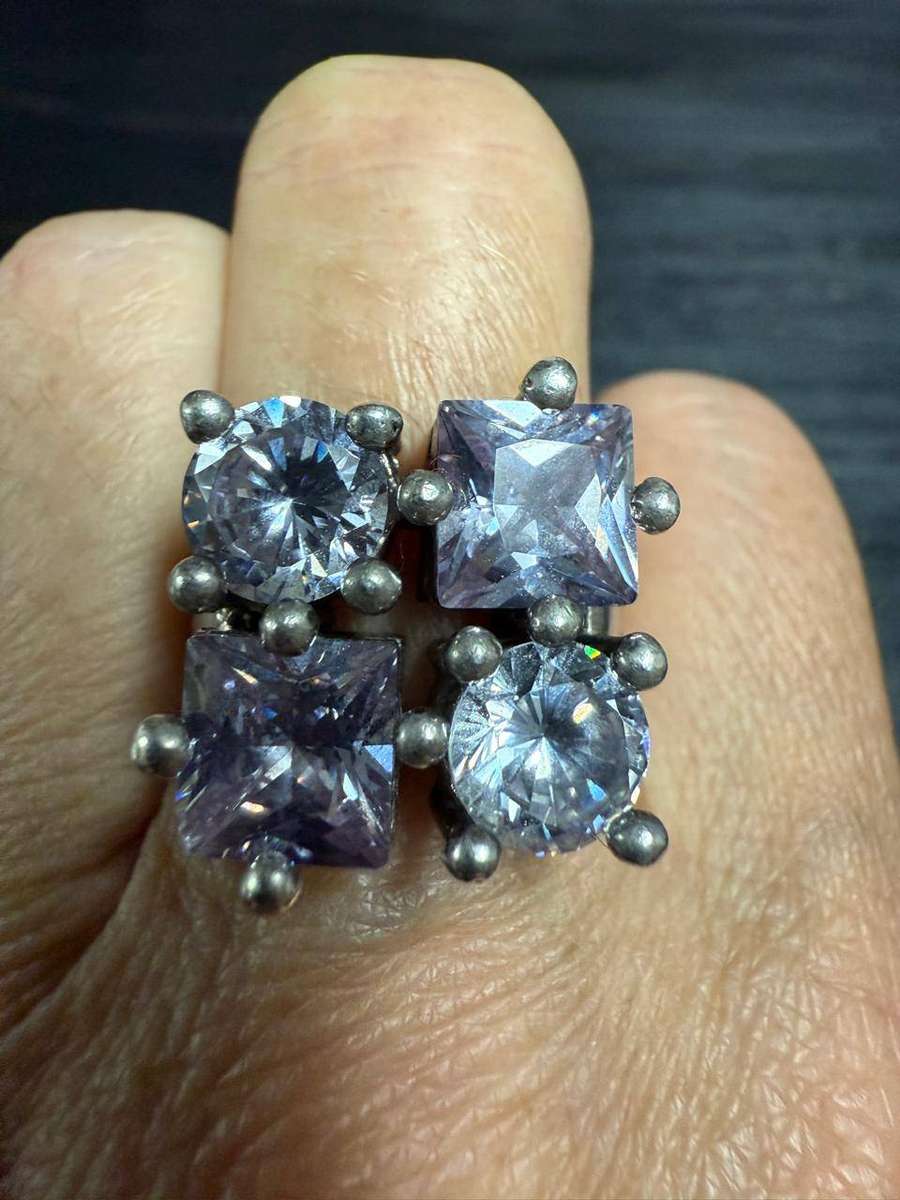 Sterling silver purple & blue stone ring