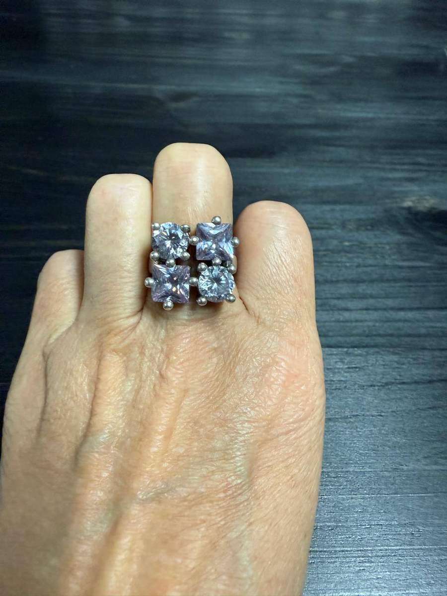 Sterling silver purple & blue stone ring