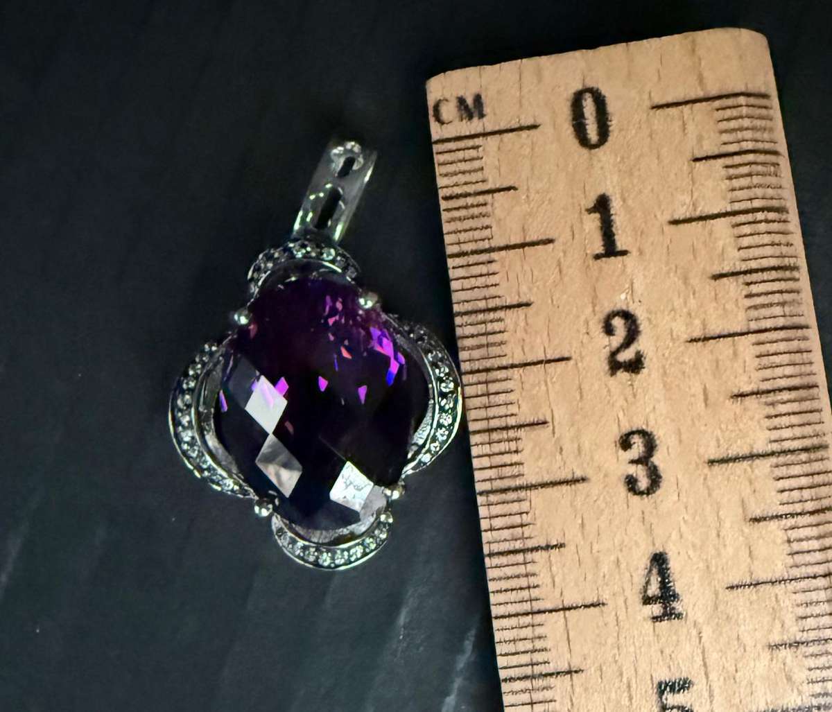 Sterling silver purple pendant