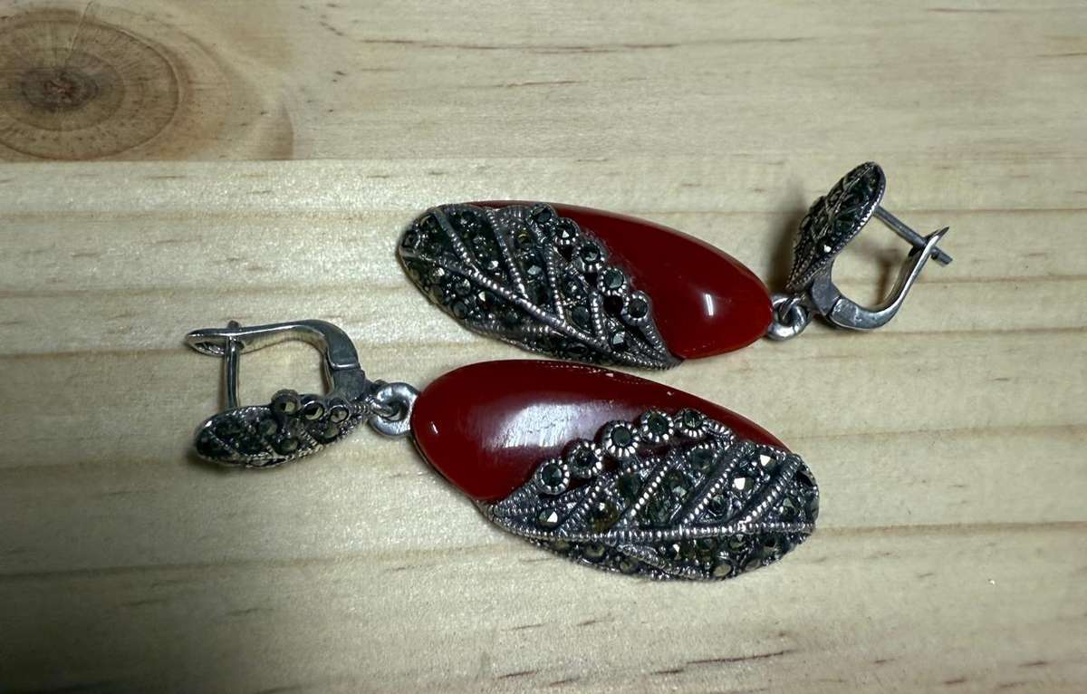 Sterling silver carnelian earrings