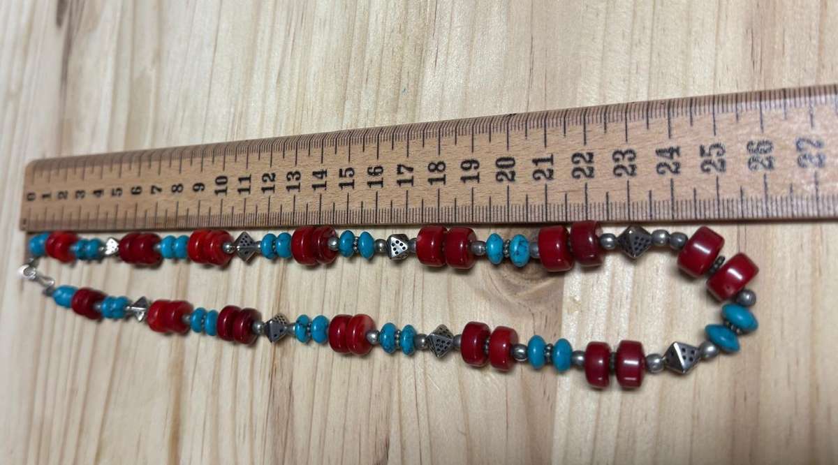 Sterling silver & Turquoise with Coral Chain