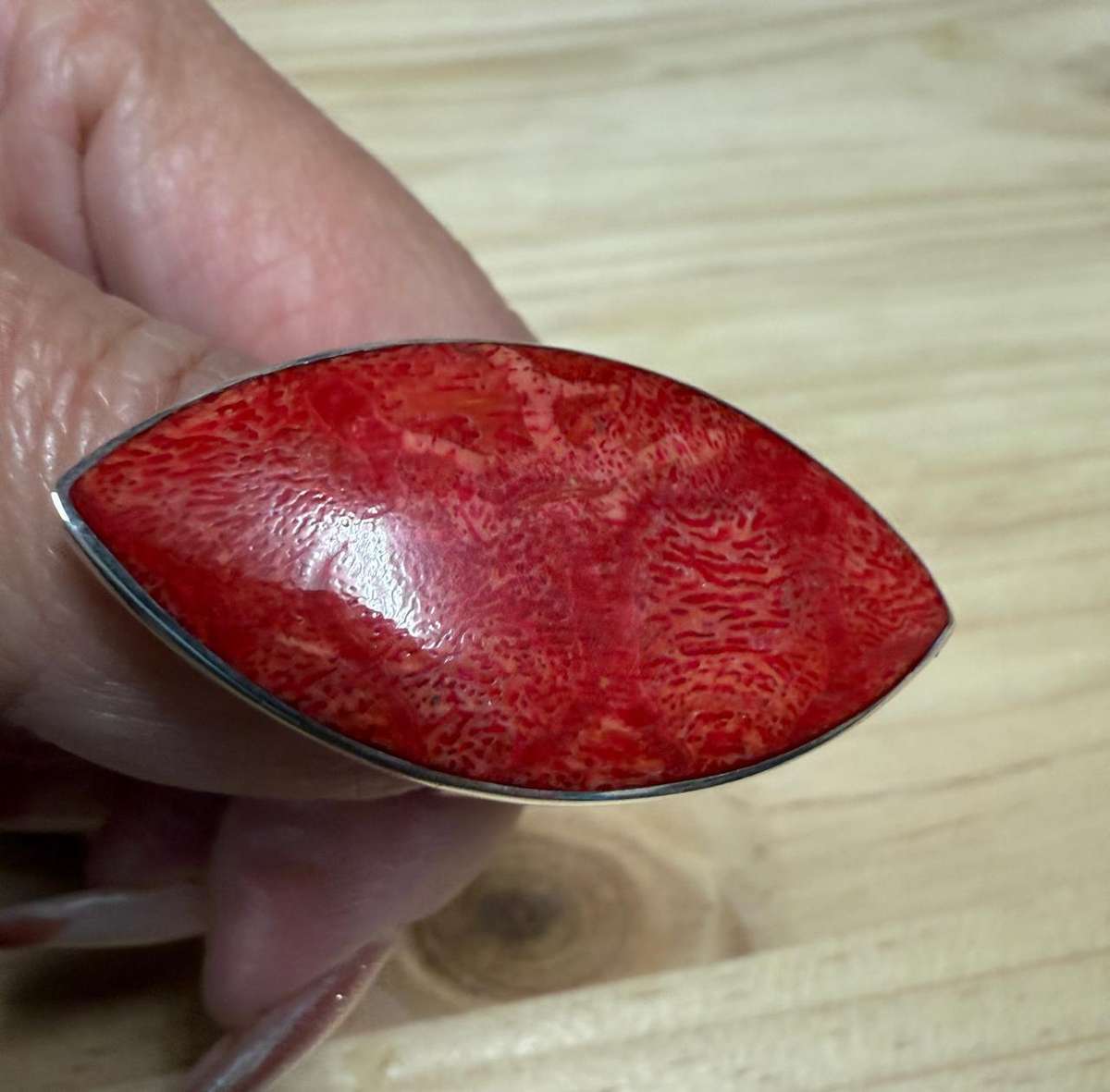 Sterling silver coral look a like ring