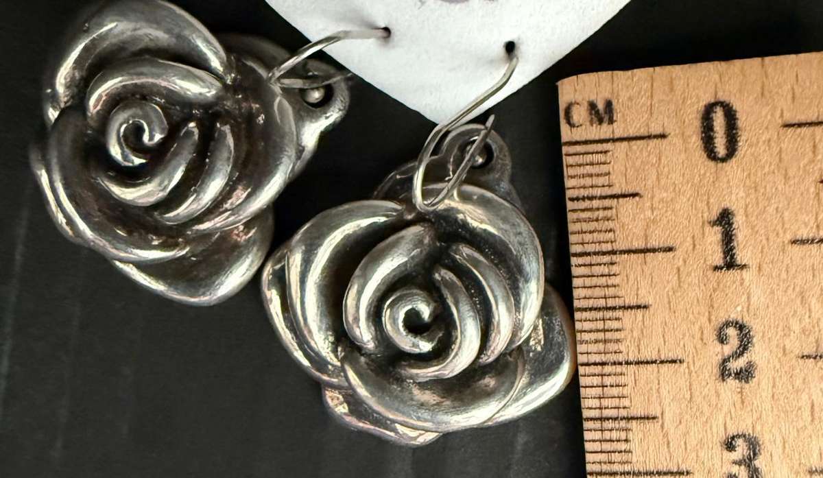 Sterling silver rose earrings