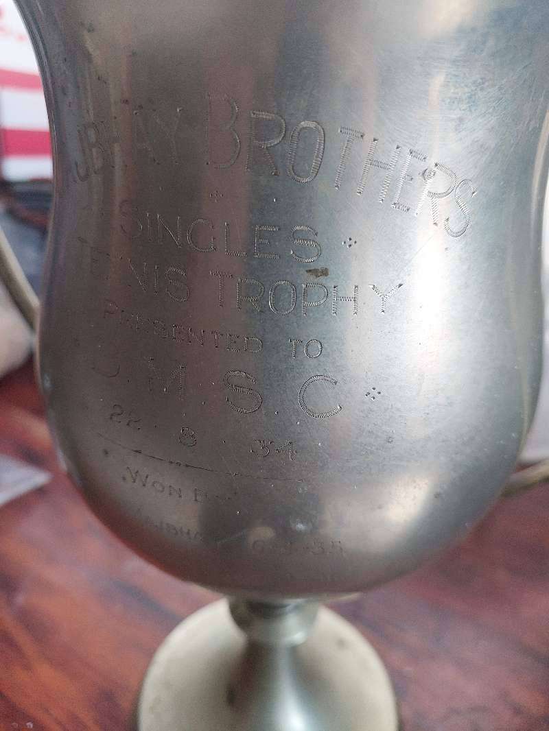 1930s tennis trophy silver plated vintage collectible