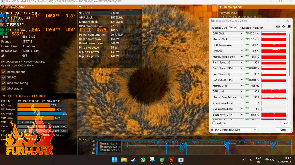Palit GeForce RTX 3090 GamingPro OC 24GB GDDR6X 384-bit PCI-E 4.0 Desktop Graphics Card - READ NOTE