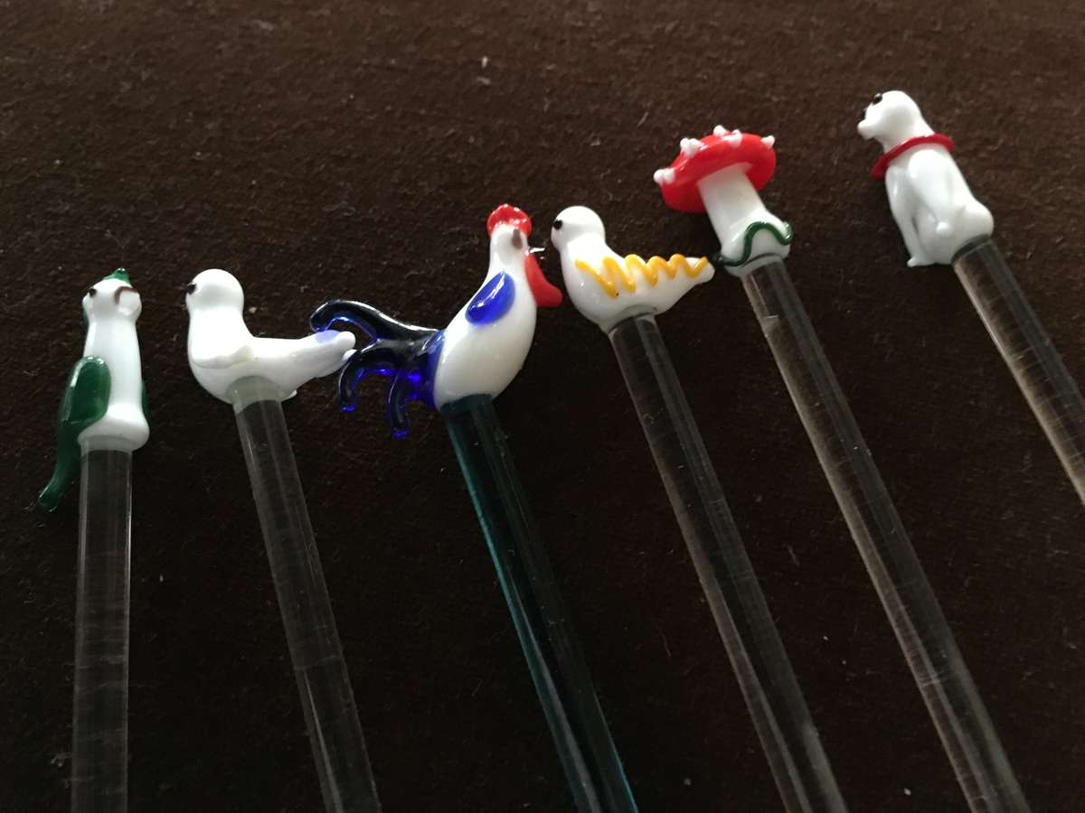 6 Marano glass Cocktail Swizzel Sticks