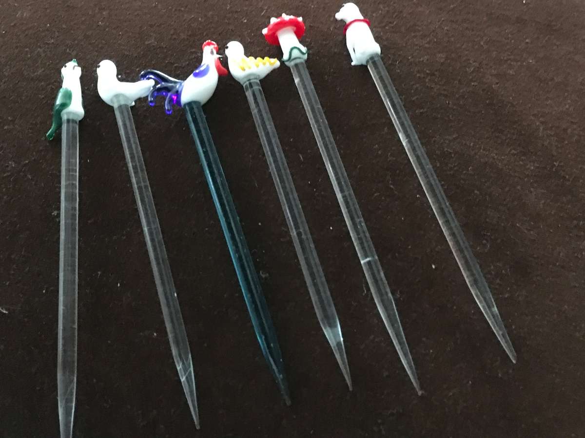 6 Marano glass Cocktail Swizzel Sticks