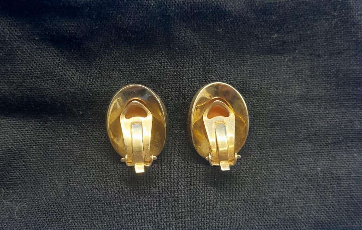 Gold Cameo Earrings.