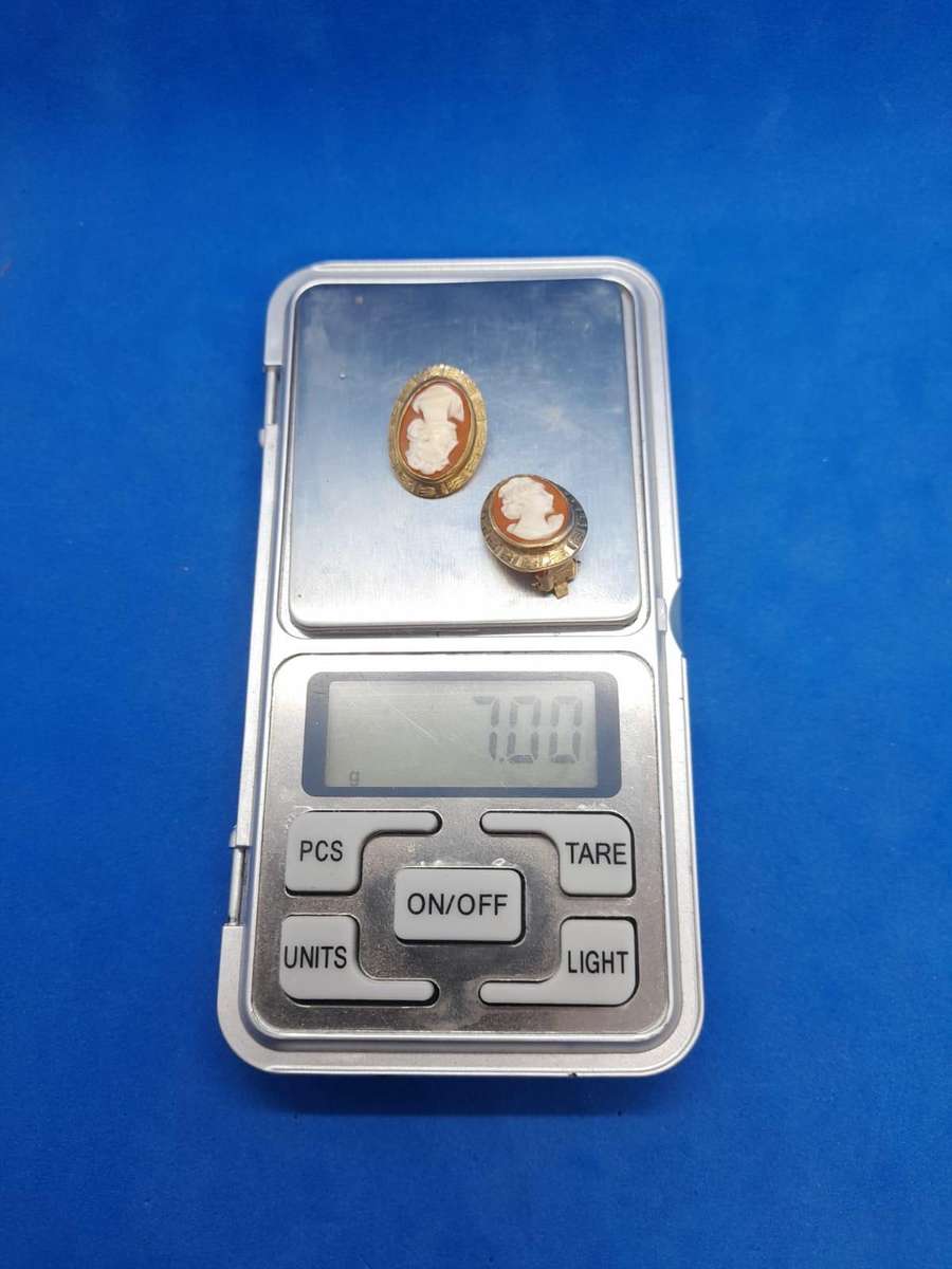 Gold Cameo Earrings.