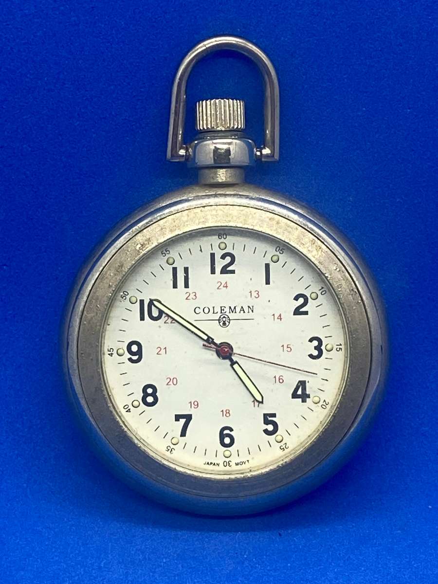 JAPAN MADE COLEMAN LANTERN POCKET WATCH - WORKING -