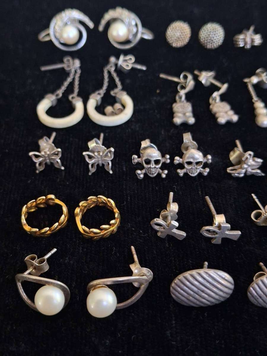 SILVER EARRINGS LOT - ALL MARKED 925 -TOTAL WEIGHT 37grams - BID FOR ALL -