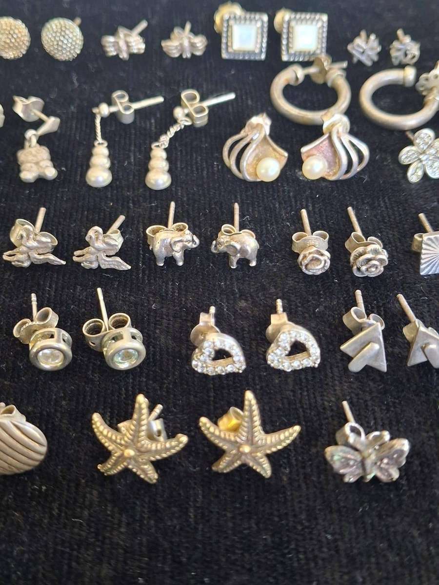 SILVER EARRINGS LOT - ALL MARKED 925 -TOTAL WEIGHT 37grams - BID FOR ALL -