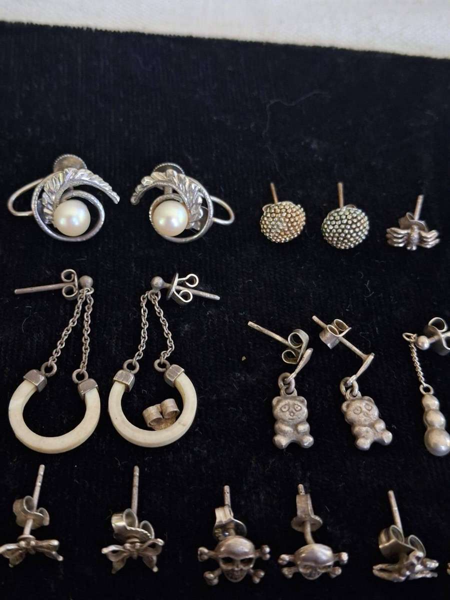 SILVER EARRINGS LOT - ALL MARKED 925 -TOTAL WEIGHT 37grams - BID FOR ALL -