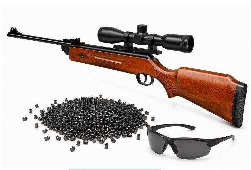KuVut B2-4 Air Rifle 4.5mm Break-Barrel + Scope 4x32 + Pellets + Shooting Glasses