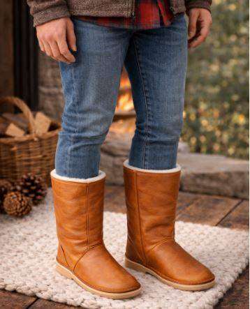 Kuvut Mens Ugg Leather Boots  Tan - UK10
