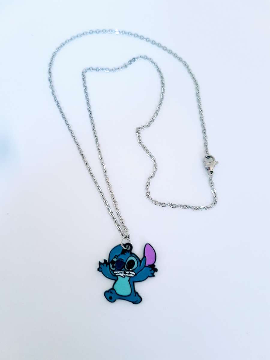 Necklace with cute Disney Stitch pendant Silver tone fashion chain necklace #Lilo and Stitch