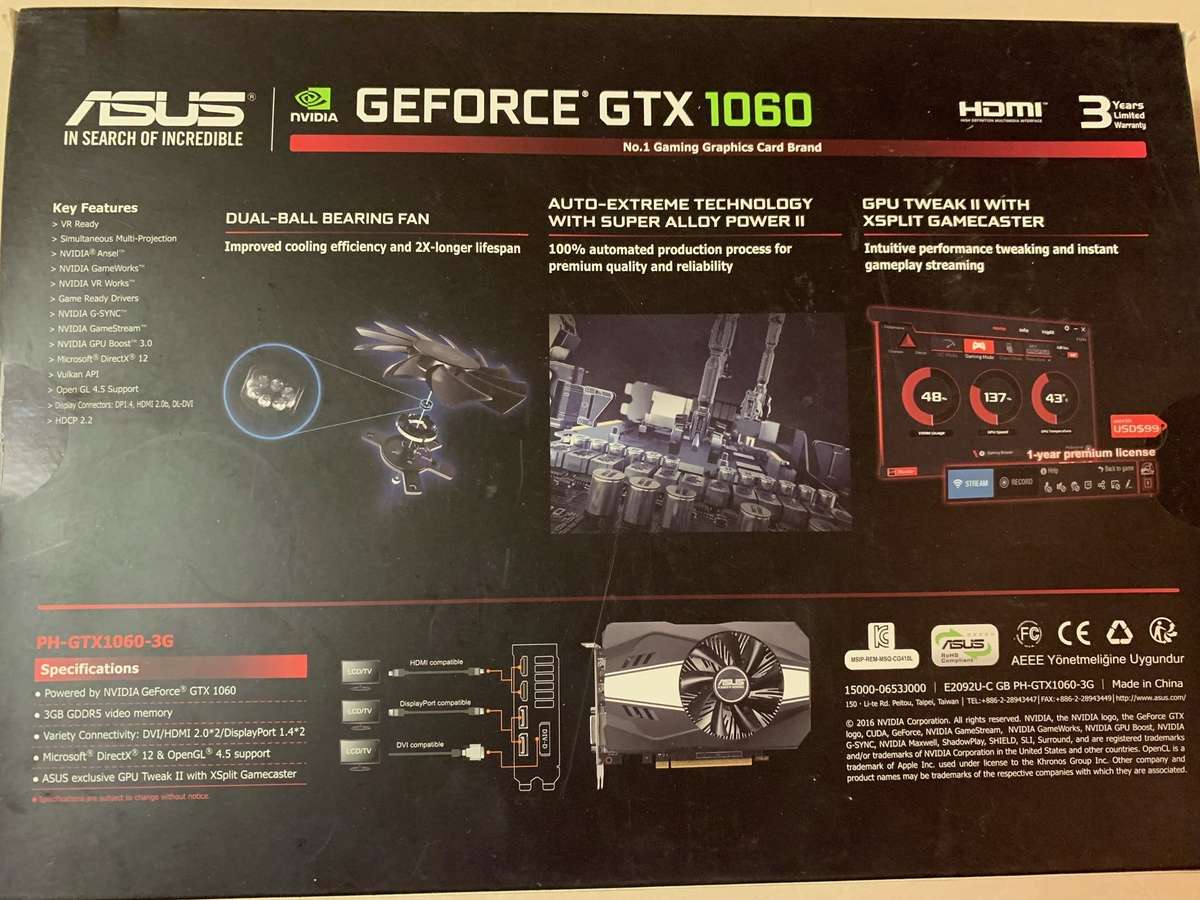 Asus GTX 1060 3GBGPU