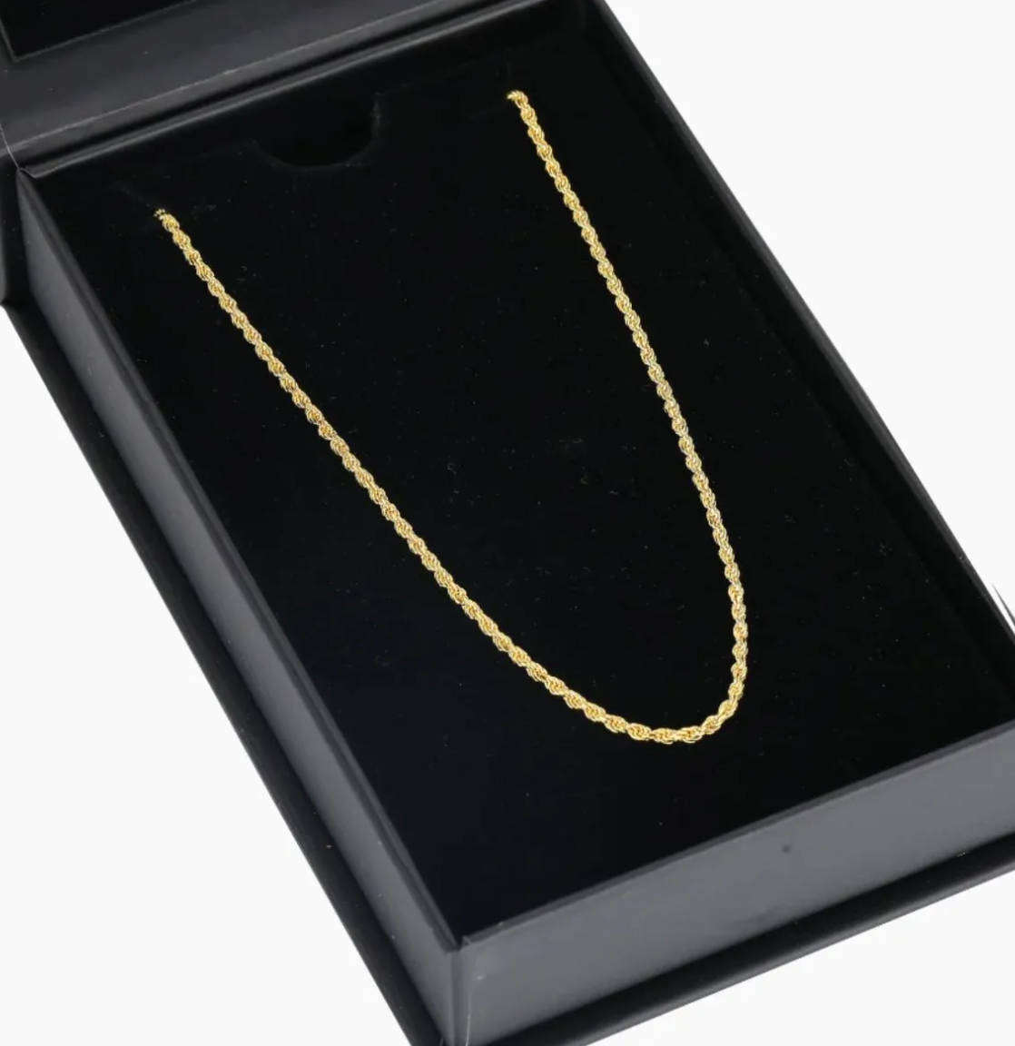 2mm 52cm + 5cm extender long Gold Plated Stainless Steel Rope Chain Twist Necklace