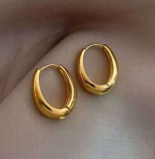 Gold Plated Stainless Steel Crest Style Earrings