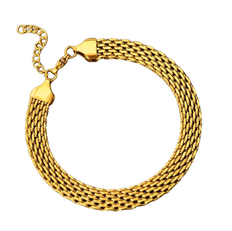 Magnificent Gold Plated Mesh Lattice Bracelet for Women in Jewellery Gift Box