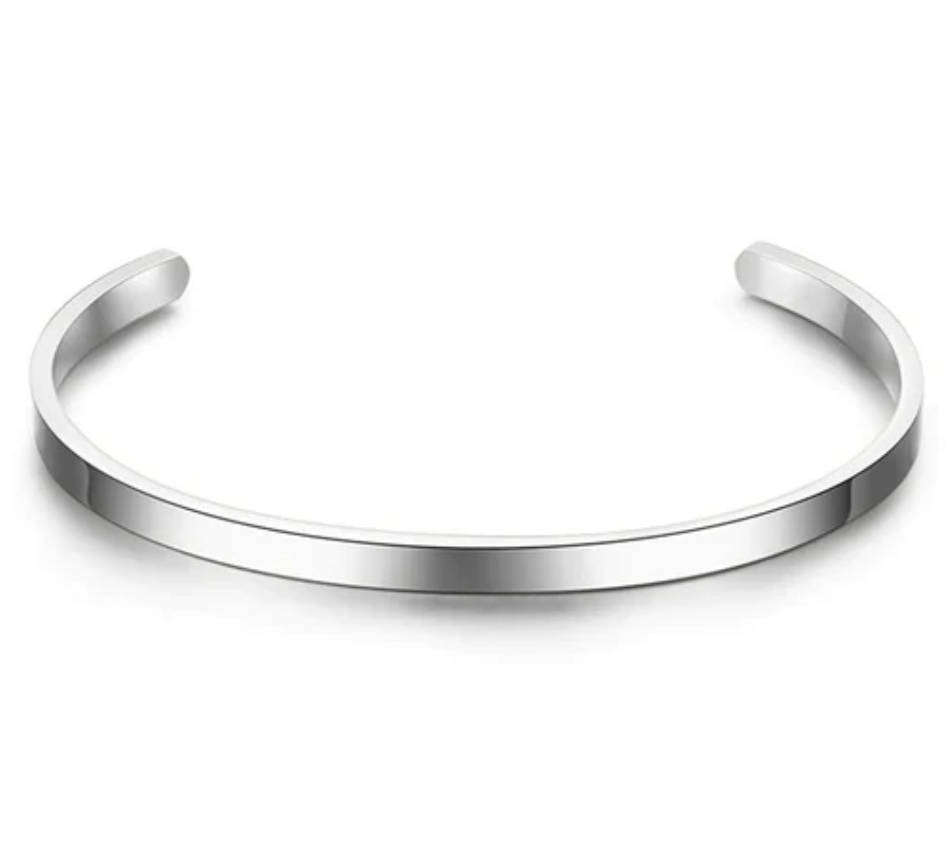 Mens Silver Plated Stainless Steel Non Tarnish Bangle