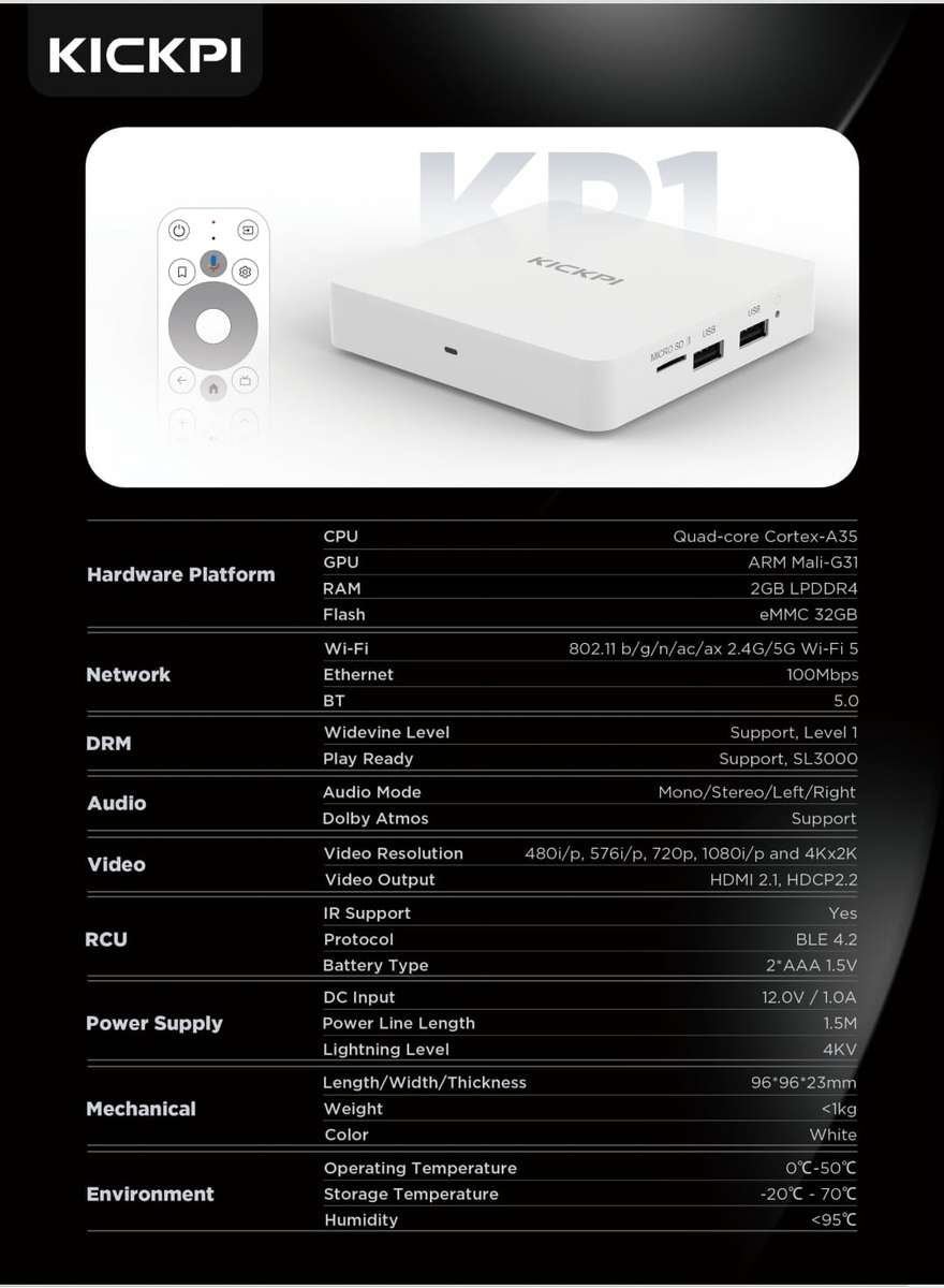 KICKPI Android TV Box 4K Google certified TV Box