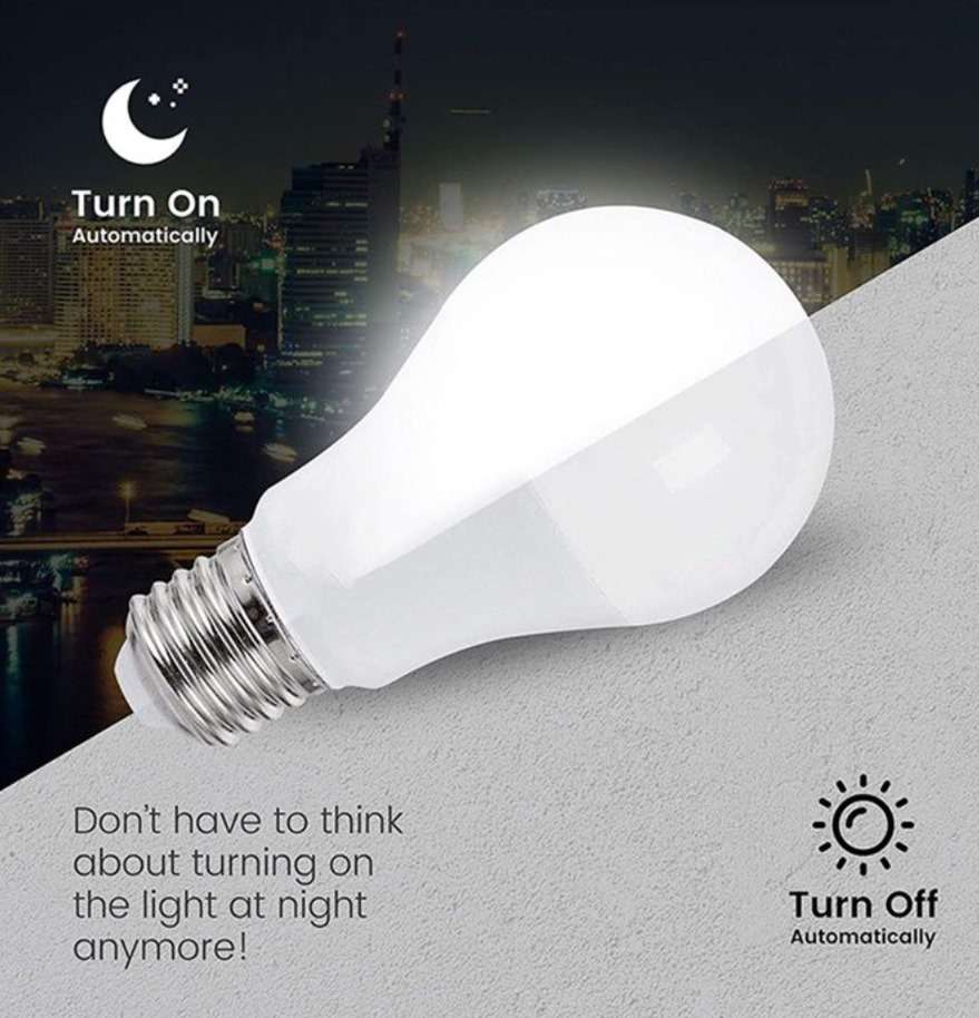 10 Pack - day and light sensor 7w light bulbs B22 Hello Today