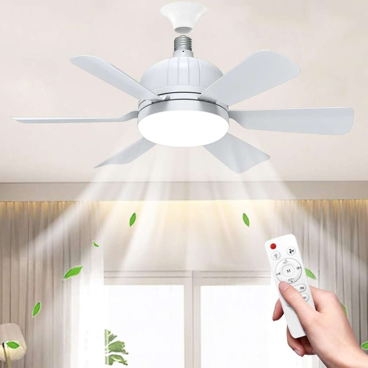 3 Speeds dimmable 2in1 socket fan light with remote 40w