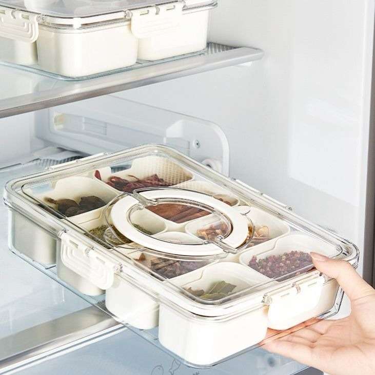 8 Grid plastic food condiment container organiser storage