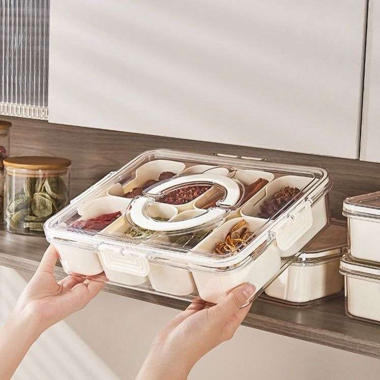 8 Grid plastic food condiment container organiser storage