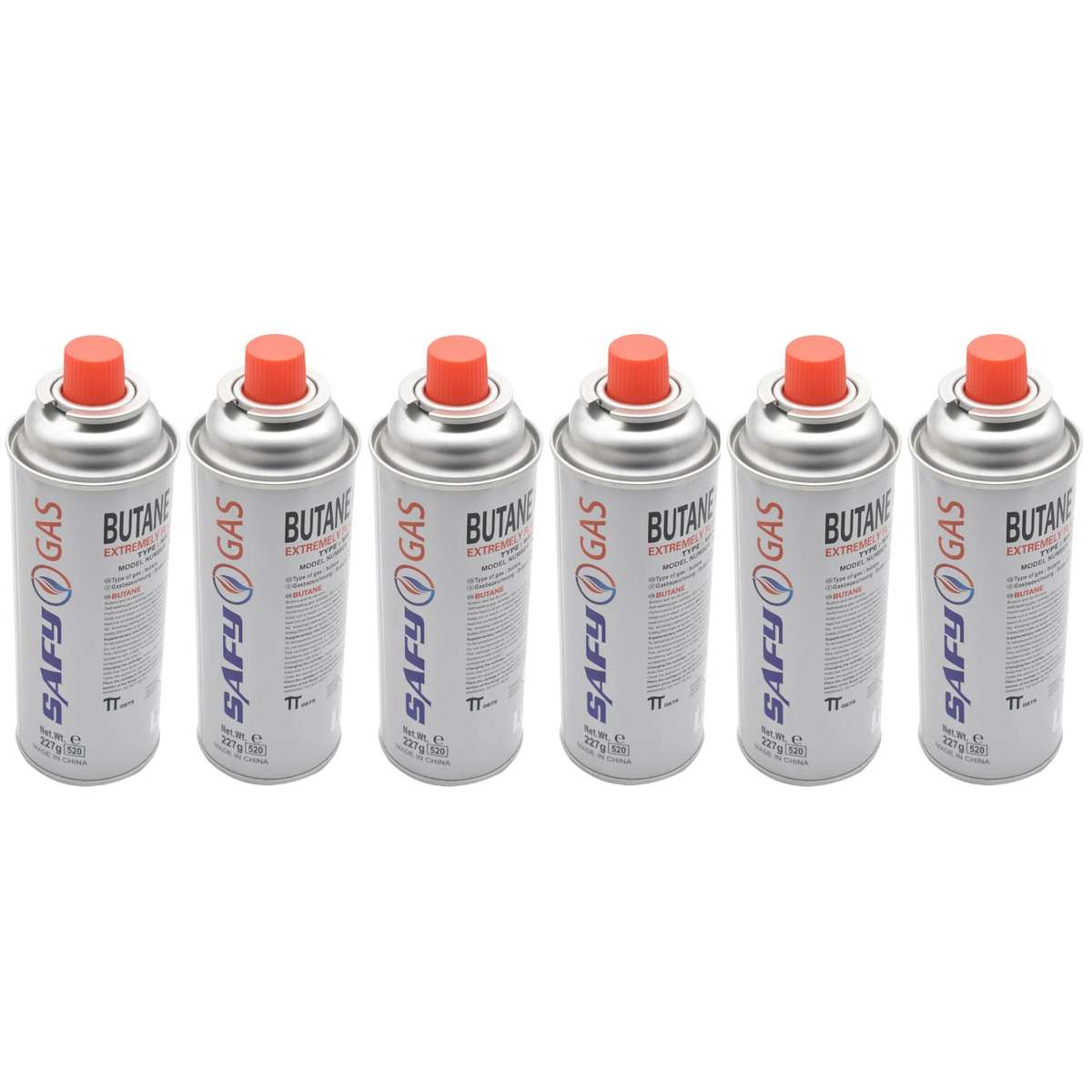 SAFY GAS - Pack of 6 - Butane Canisters 227g