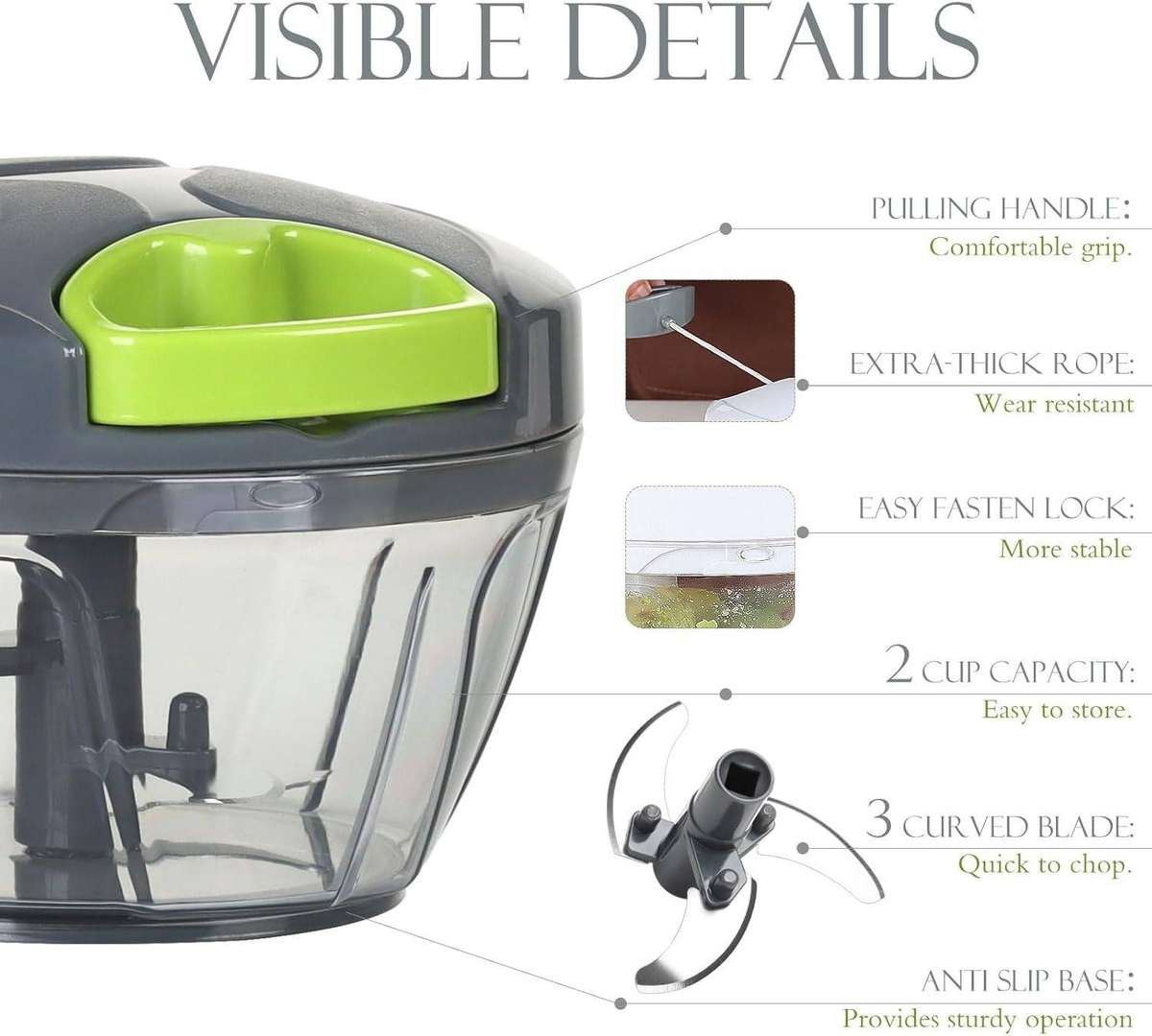 Manual hand pull vegetable chopper portable garlic onion herb food processor