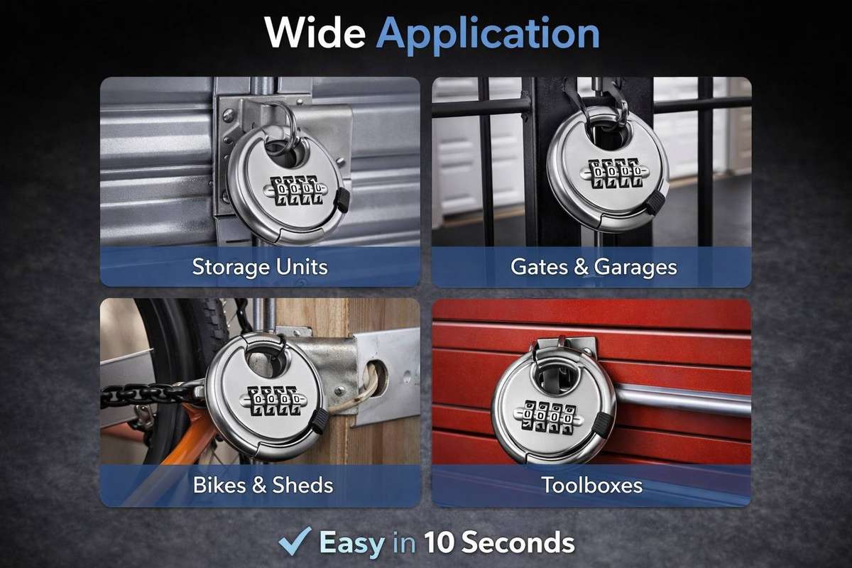 Heavy duty combination padlock 2 pack 4 Digit Disc Lock