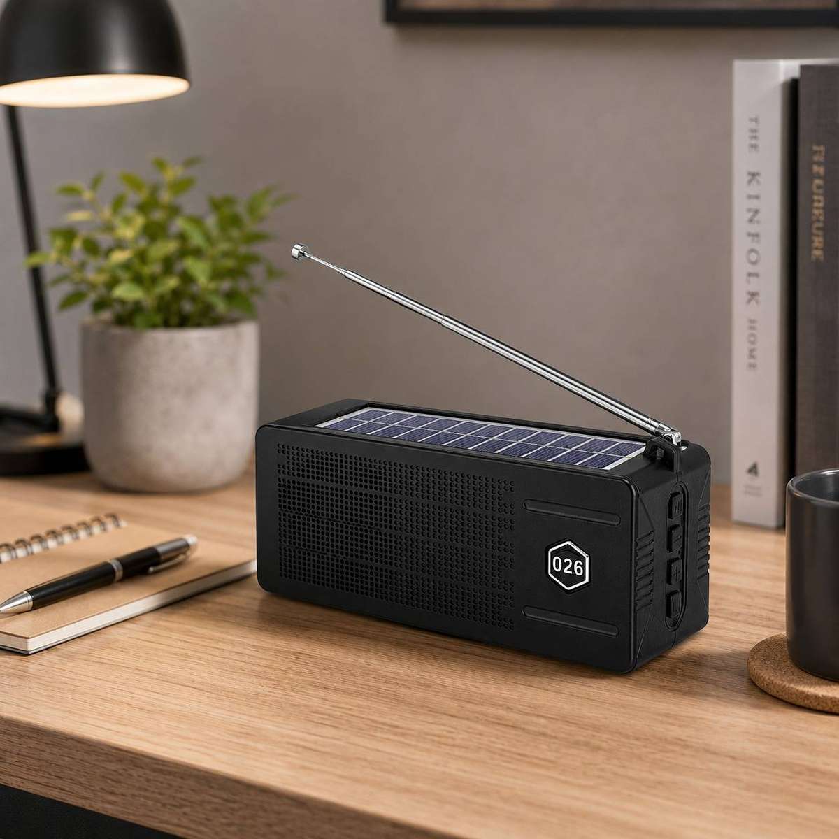 Portable Solar FM Radio with 74cm Long Antenna Bluetooth Speaker USB TF Player